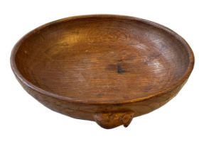 Robert Thompson of Kilburn 'Mouseman' adzed fruit bowl, 25.5cm diameter.