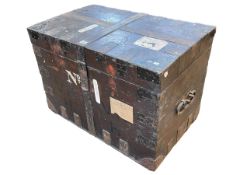 Antique oak and iron bound silver chest, 56cm by 80cm by 51cm.