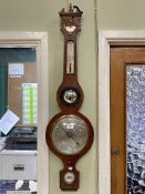 Brass marine barometer and antique mahogany banjo barometer (2).