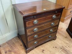 19th Century mahogany and chequer inlaid Bachelors chest having brush slide above four long drawers