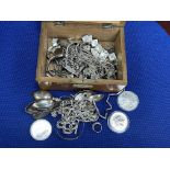 Box including silver, silver proof coins, costume jewellery, etc.