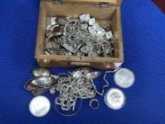 Box including silver, silver proof coins, costume jewellery, etc.