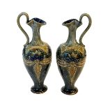 Pair Royal Doulton stoneware ewers, 29cm.