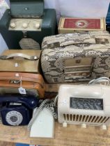 Vintage radios including Roberts, Ekco Ultra Twin-De-Luxe, Marconi, Sky Casket and Perdio,