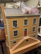 Large three storey dolls house and furnishings, and Merrythought teddy.