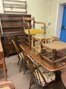 Ercol Old Colonial ten piece dining suite comprising shelf back dresser, standing corner cabinet,