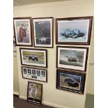 Collection of signed limited edition sporting prints including Ray Goldsbrough.