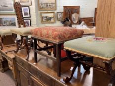 Four various 19th Century stools including two X-framed.