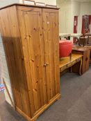 Contemporary pine two door wardrobe, cabriole leg console table,