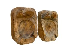 Two Robert Thompson of Kilburn 'Mouseman' ashtrays.