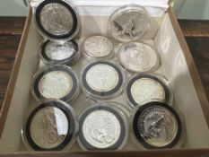Collection of 2oz silver proof coins inc 2017 Plata Pura Mexico, 1994 Kookaburra Australia,