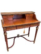 Continental style ormolu mounted ladies writing desk, 97cm by 94.5cm by 45cm.