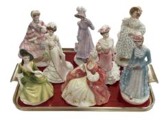 Four Royal Worcester, two Coalport and two Royal Doulton lady figures (8).