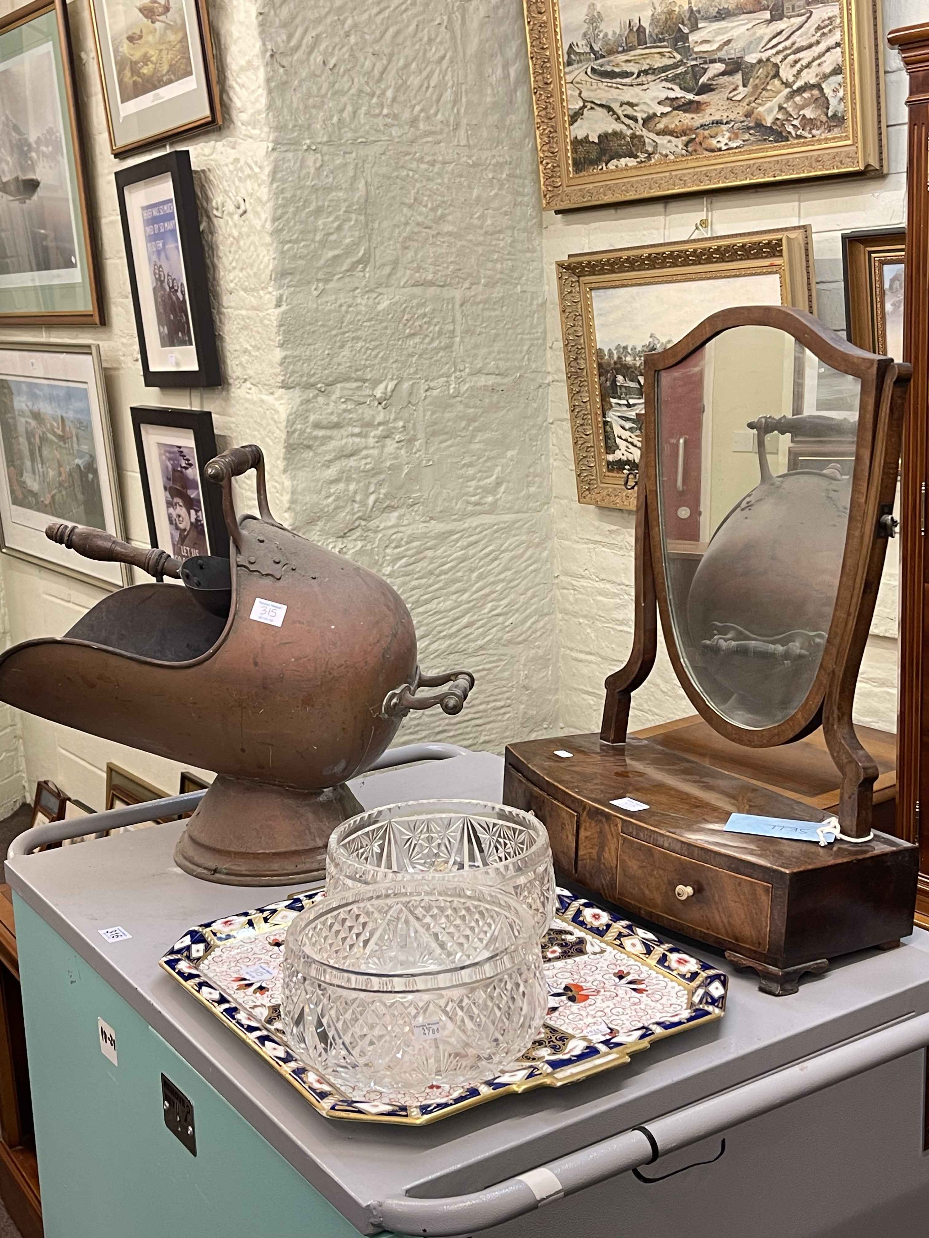 19th Century tripod wine table, Victorian mahogany two drawer toilet mirror, - Image 2 of 2