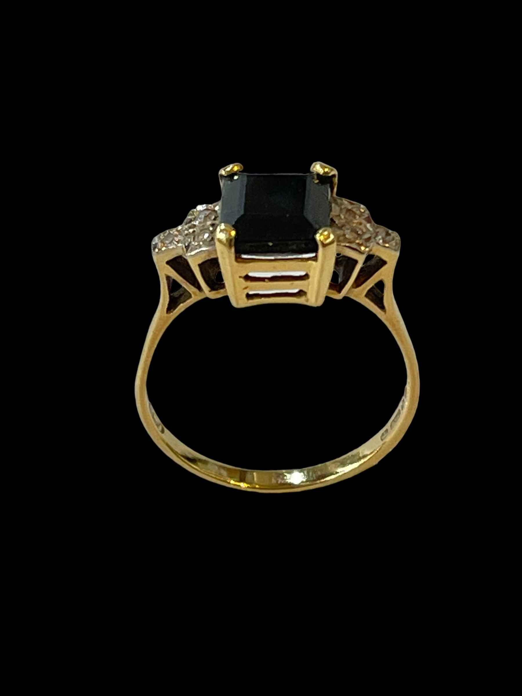 Sapphire and diamond 18 carat gold ring, size R. - Image 2 of 2