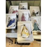 Seven Royal Doulton ladies including Fair Lady, Elaine, Coralie and Ruby, all boxed.