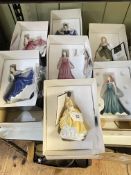 Seven Royal Doulton ladies including Fair Lady, Elaine, Coralie and Ruby, all boxed.