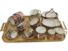 Tray lot with Royal Crown Derby Imari tea and coffee wares, etc.