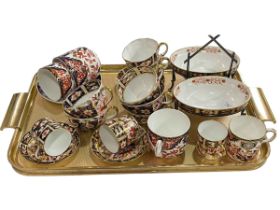 Tray lot with Royal Crown Derby Imari tea and coffee wares, etc.
