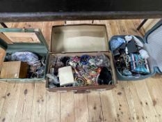 Three suitcases of costume jewellery.