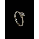 Platinum set 0.50 carats lab diamond solitaire ring, size K, colour E, clarity VVS2.