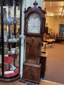Early 19th Century mahogany and line inlaid eight day longcase clock having painted arched moon