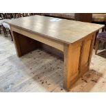 Stanley Webb Davies, An Arts & Crafts oak desk/table, signed and dated 1955, 77cm by 153cm by 76cm.