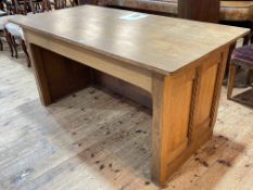 Stanley Webb Davies, An Arts & Crafts oak desk/table, signed and dated 1955, 77cm by 153cm by 76cm.