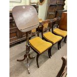 Set of three 19th Century mahogany sabre leg dining chairs and Victorian mahogany adjustable tripod