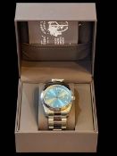 Mathey Tissot limited edition stainless steel wristwatch with box and some papers.