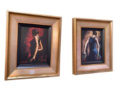 Fabian Perez, Flamenco I and Flamenco II, limited edition hand embellished giclee canvases,