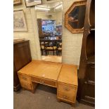 Art Deco maple dressing table and Victorian stained as mahogany sideboard base.