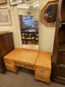 Art Deco maple dressing table and Victorian stained as mahogany sideboard base.