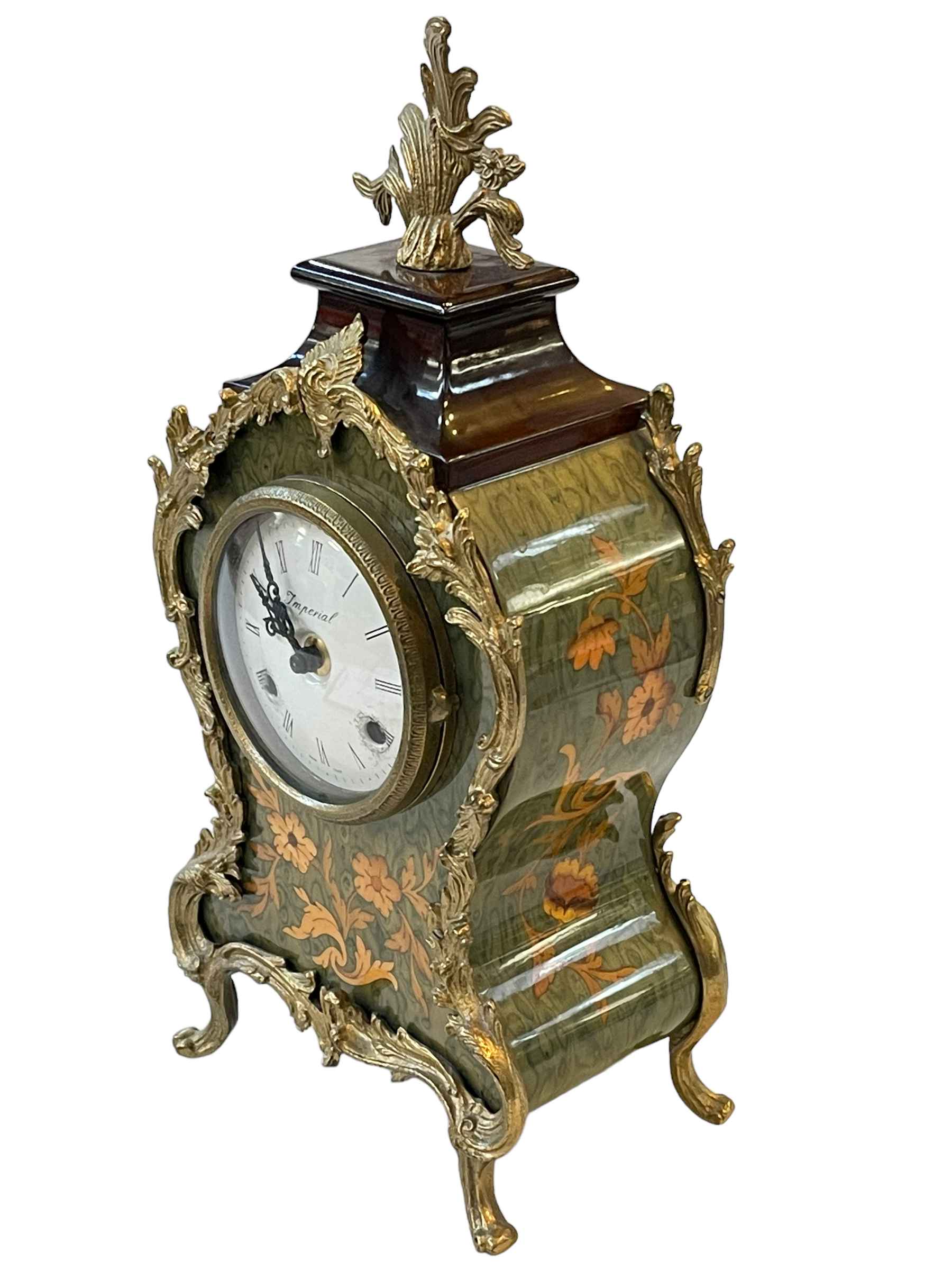 Italian ornate gilt mounted mantel clock with German striking movement, 37cm. - Image 3 of 3