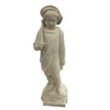 Large Parian figure of Girl Carrying a Sack 'The Young Emigrant'.