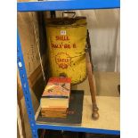 Copper warming pan, pictures, Shell Oil drum, saw, Harry Potter book, etc.