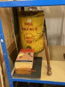 Copper warming pan, pictures, Shell Oil drum, saw, Harry Potter book, etc.