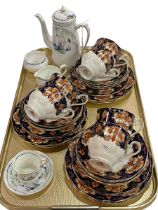Savoy China 'Springtime' tea for one and Royal Albert Heirloom cups, saucers and plates.