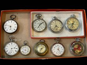 Collection of eight pocket watches including three English hallmarked silver and one 0.