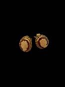 Pair of 9 carat yellow gold cameo earrings.