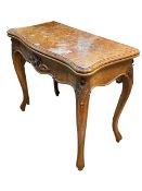 Victorian figured walnut serpentine front fold top card table on cabriole legs, 72.