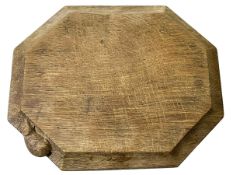 Robert Thompson of Kilburn 'Mouseman' octagonal cheese board, 30cm across.