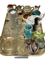 Collection of Torquay Pottery, Shelley teapot, Coalport vase, glassware, etc.