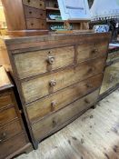 Victorian mahogany chest of two short above three long drawers on splayed bracket feet, 112.