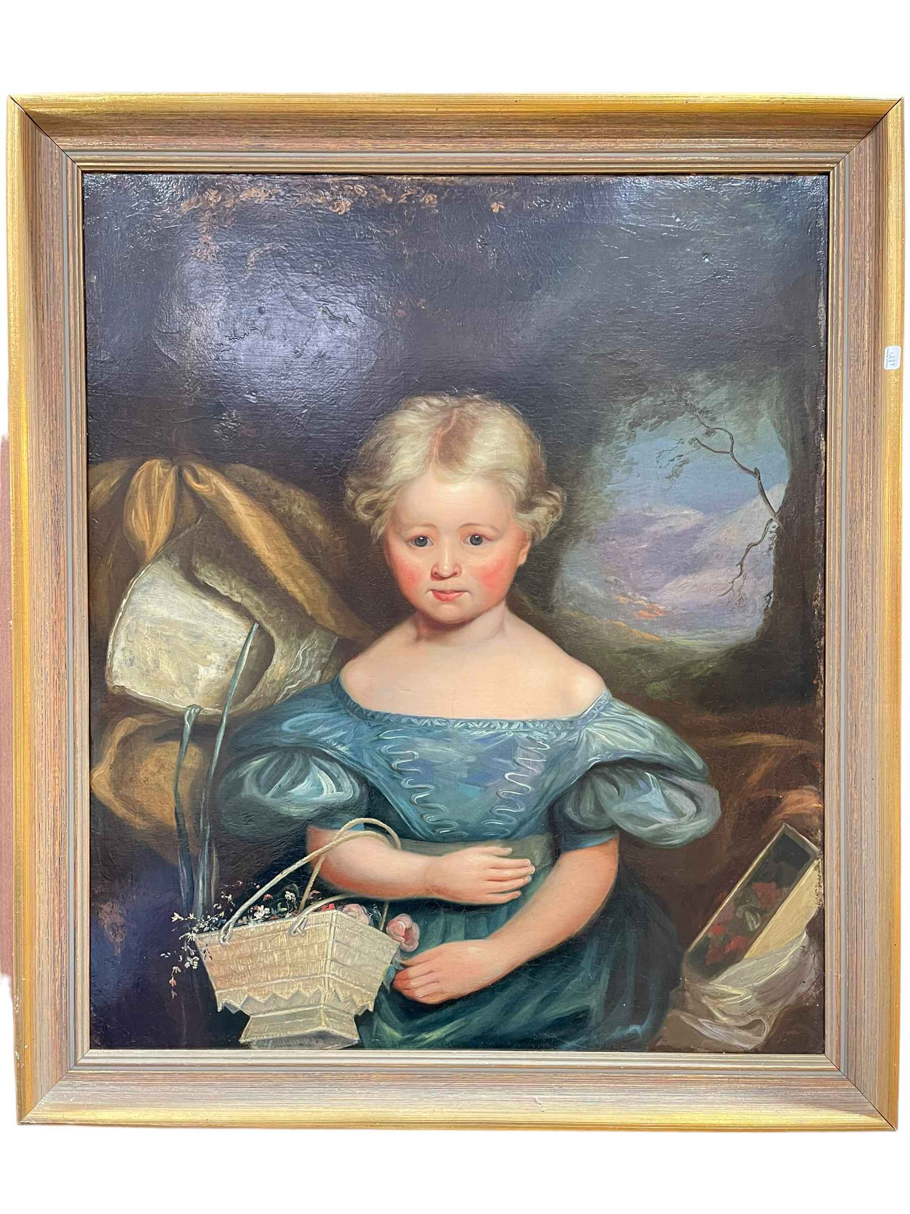 19th Century portrait of a young girl, oil on canvas, 78cm by 67cm, framed.
