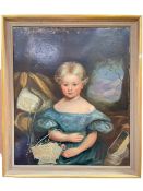 19th Century portrait of a young girl, oil on canvas, 78cm by 67cm, framed.