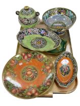 Collection of New Hall lustre ware.