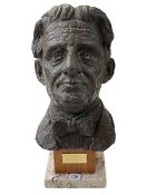 Sculpture of Barbirolli on stone base, 51cm.