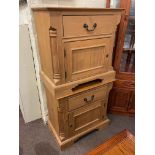 Pair pine single drawer bedside cabinets, 68cm by 70cm by 40cm.