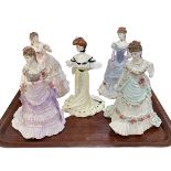 Four Royal Worcester limited edition figures and Coalport lady (5).